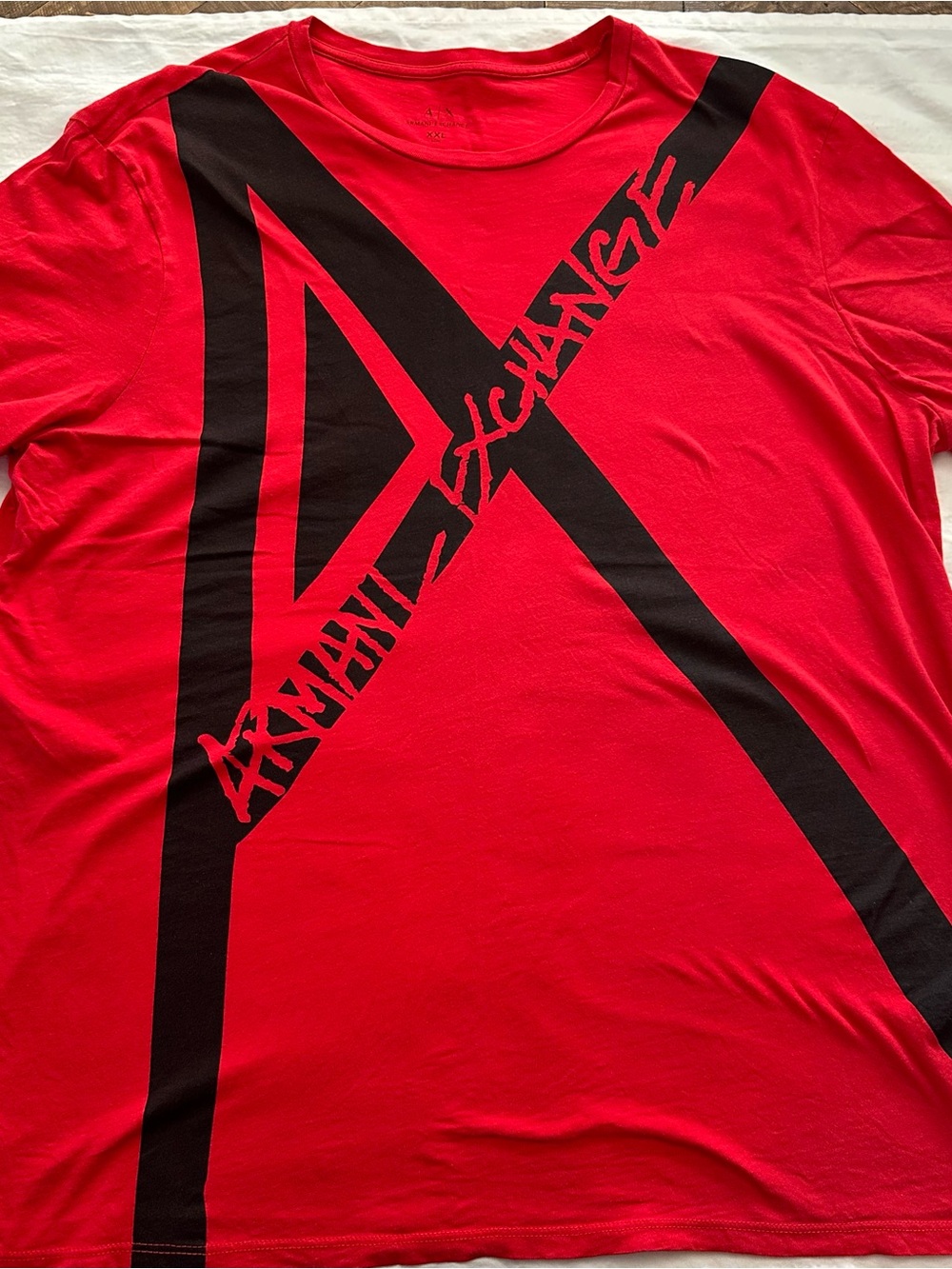 Armani Exchange Red Short-Sleeve Tee with Black Graphic 'A'